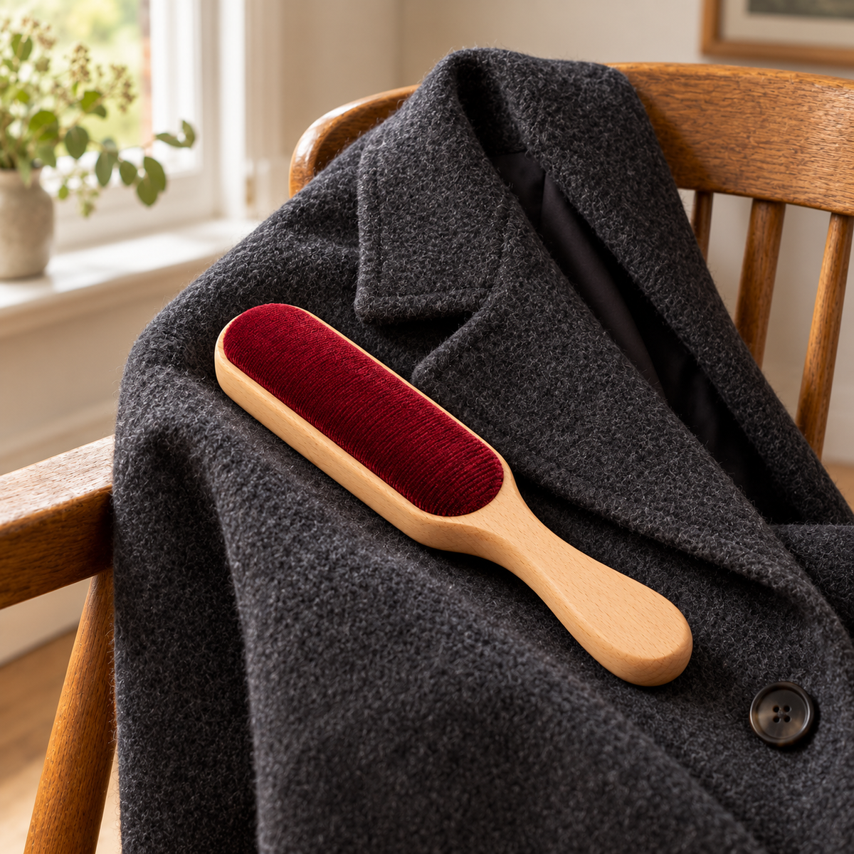 Burgundy Velvet Garment Brush